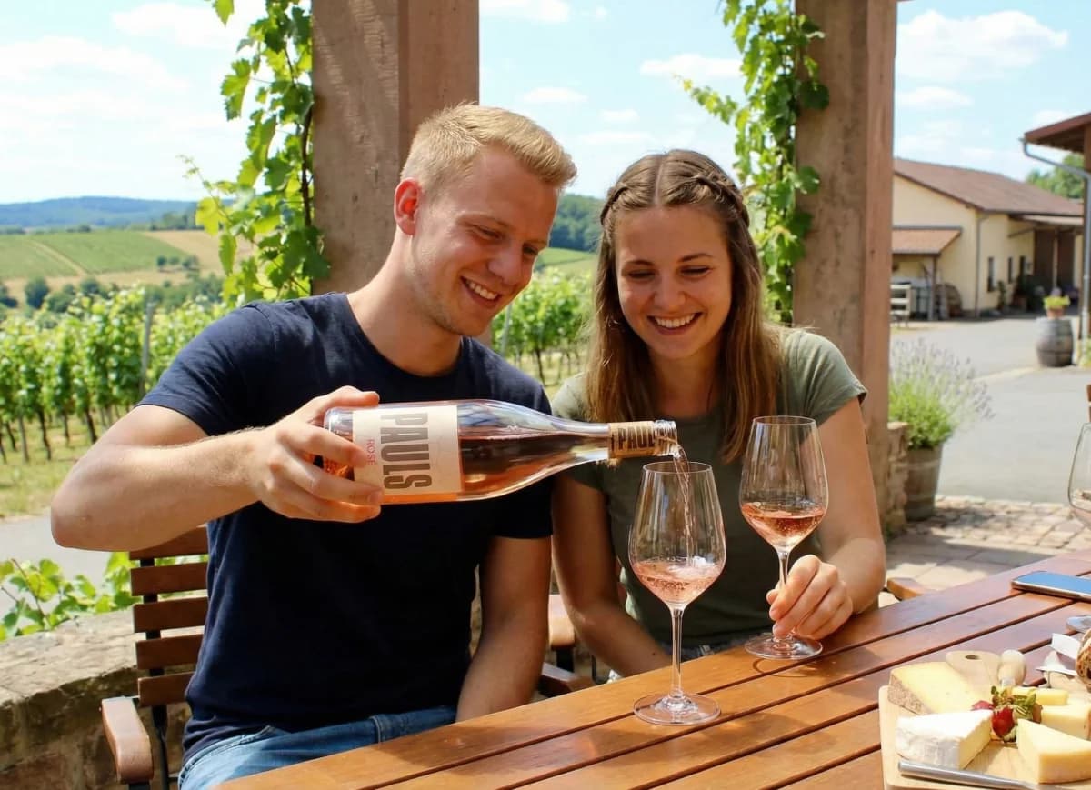 Couple enjoying wine at PAULS winery